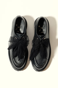 ODDA BLACK- Chunky Sole Wallabee Shoes with Tulle Laces KMB shoes