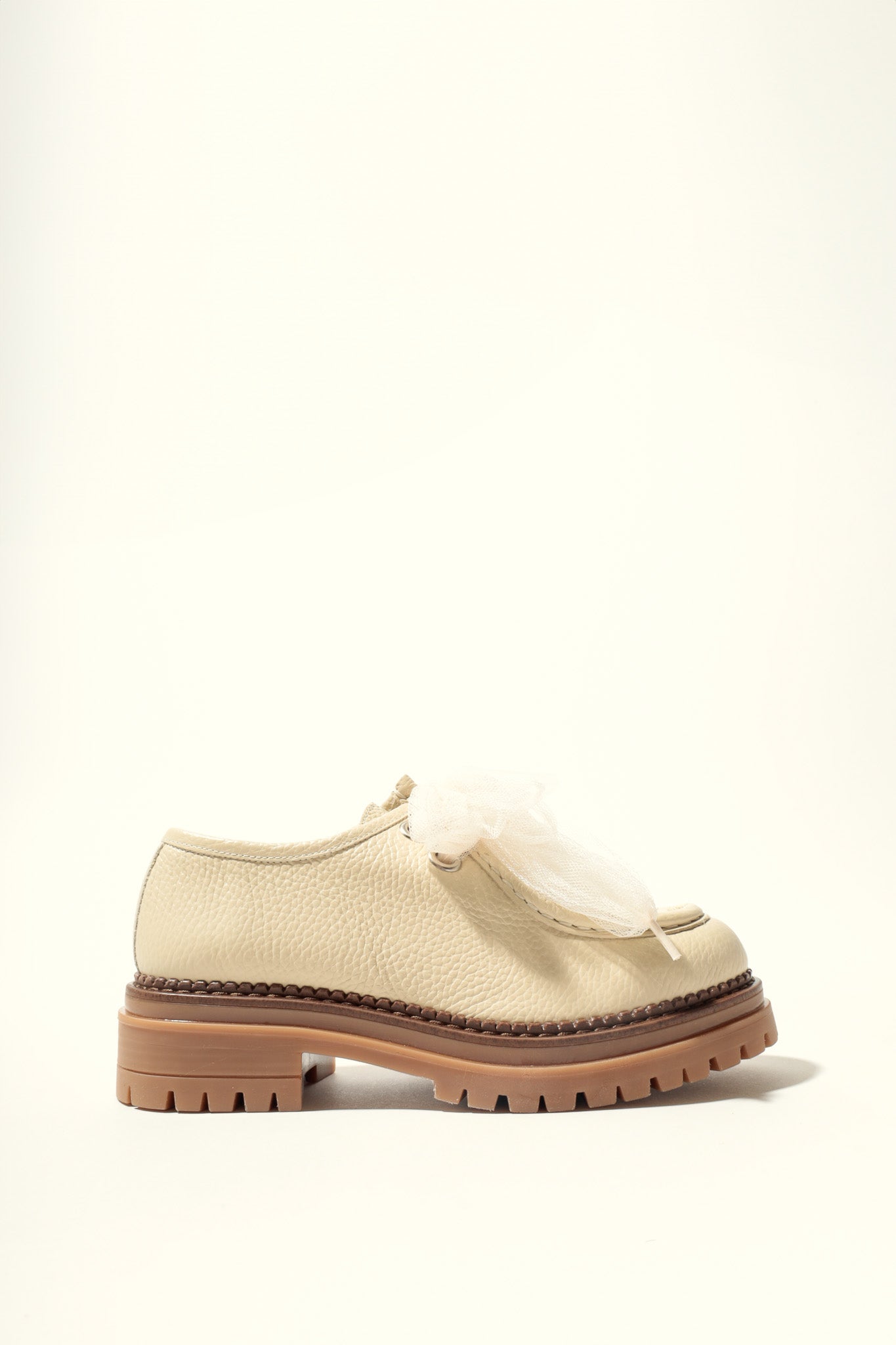 ODDA LATTE - Chunky Sole Wallabee Shoes with Tulle Laces KMB shoes
