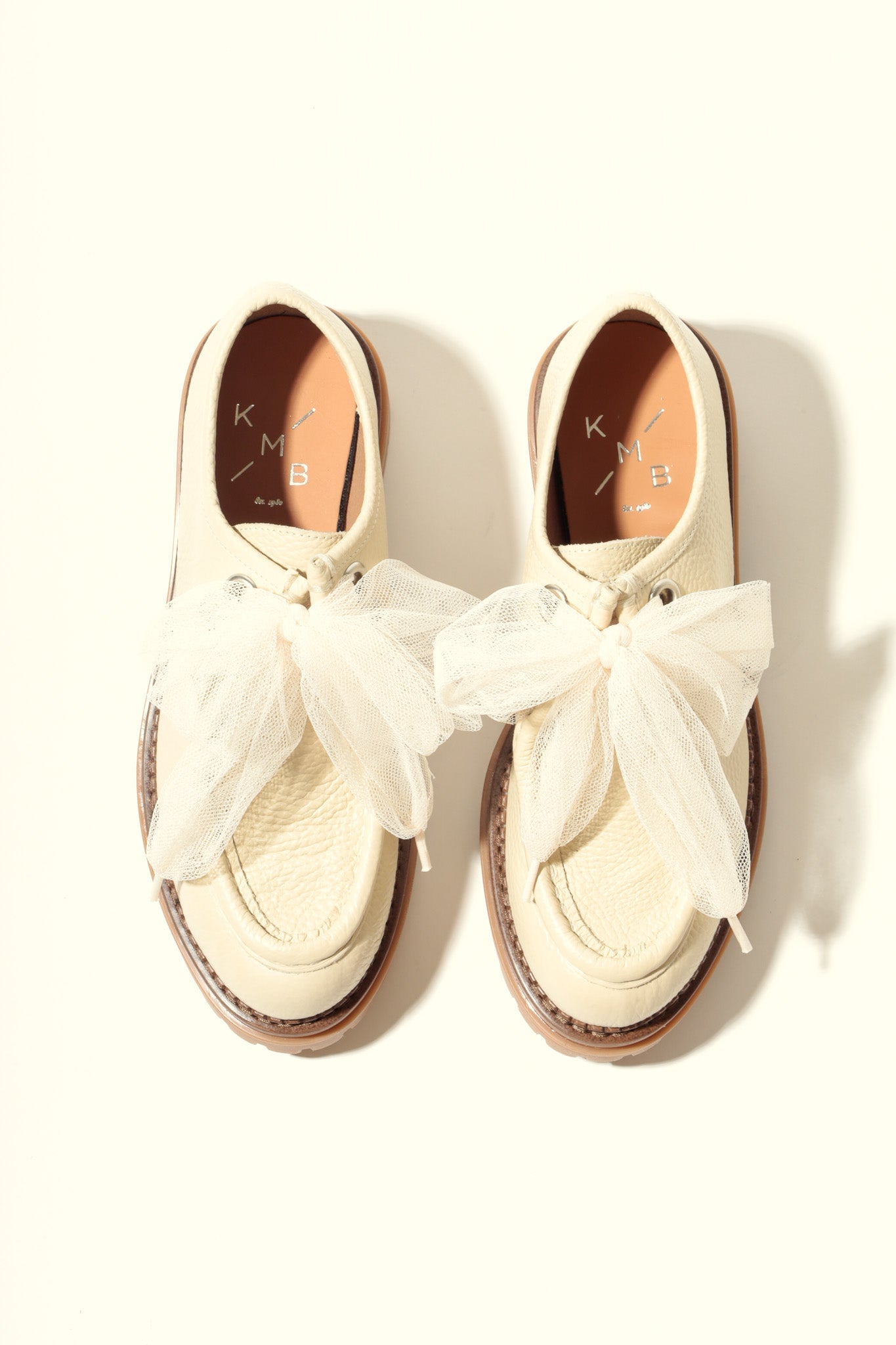 ODDA LATTE - Chunky Sole Wallabee Shoes with Tulle Laces KMB shoes